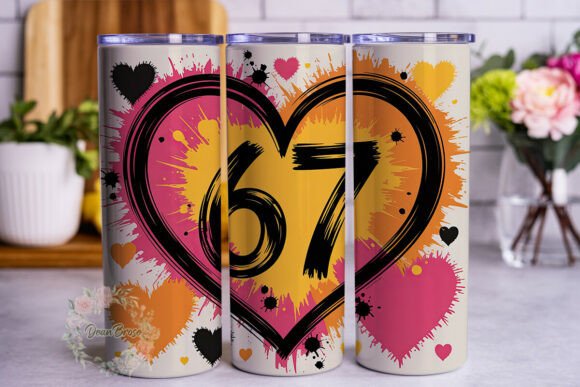 67 Heart Abstract Paint Tumbler Wrap PNG