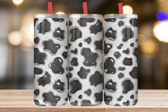 Black Glitter Cow Print 20oz Tumbler Graphics
