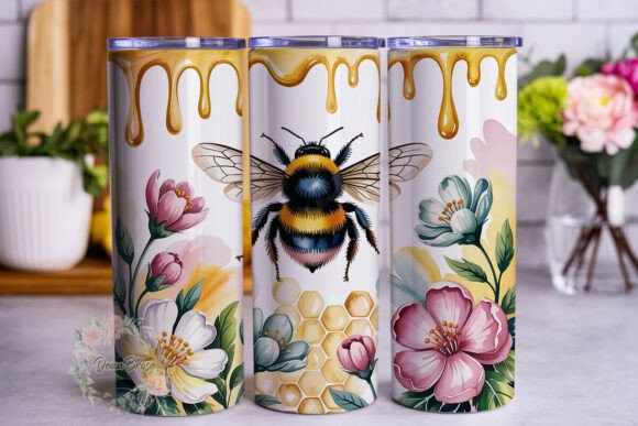 Bumblebee Floral Drip 20oz Tumbler Wrap