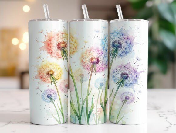 Colorful Dandelion Spring Floral Tumbler Graphics