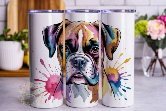 Colorful Watercolor Boxer 20oz Tumbler Wraps & Graphics