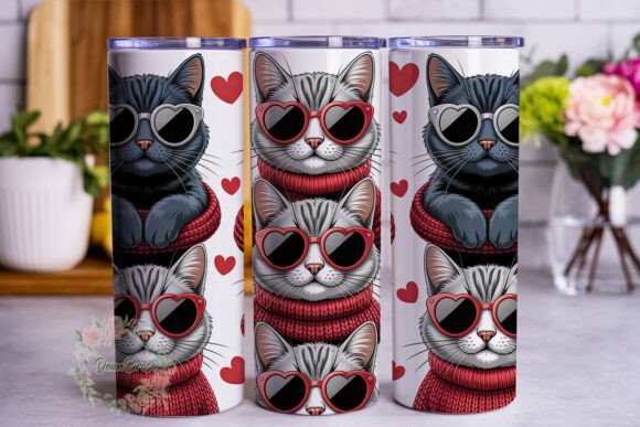 Cool Cat Hearts 20oz Tumbler Wrap Graphics