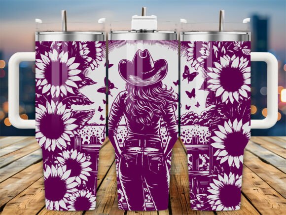 Cowgirl Sunflower 40oz Tumbler: Graphics for Crafts