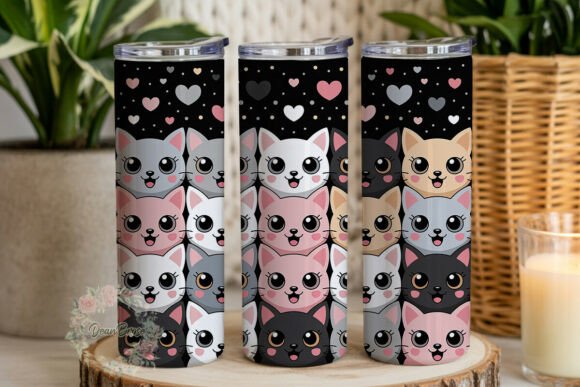 Cute Cat Faces Pink Gray 20oz Tumbler Graphics and Tumbler Wraps Review