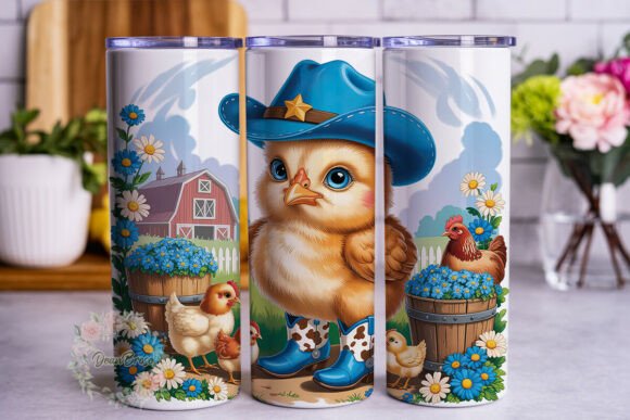 Cute Chick Cowboy 20oz Tumbler Wrap Graphics