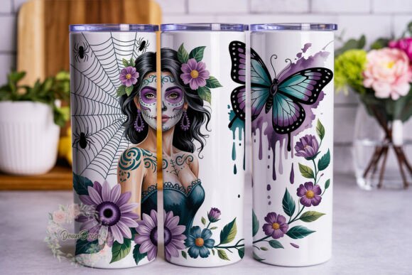 Day of Dead Gothic Lady 20oz Tumbler Graphics