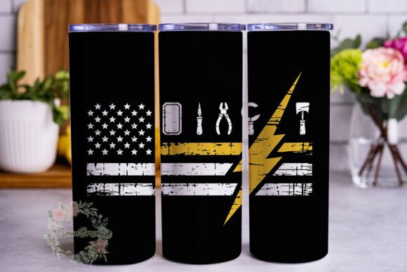 Distressed Black Flag Line 20oz Tumbler Graphics