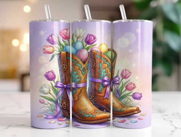 Easter Cowgirl Boots Tumbler Wrap