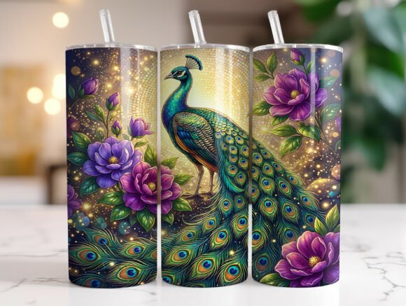 Elegant Peacock Floral Tumbler Wrap & Graphics Review
