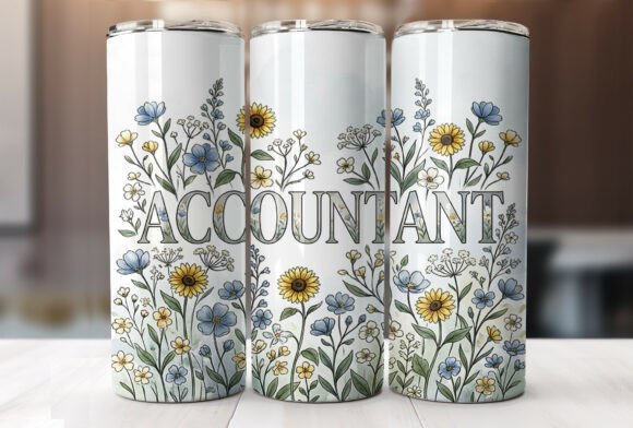 Floral Accountant 20oz Tumbler Wrap Graphics