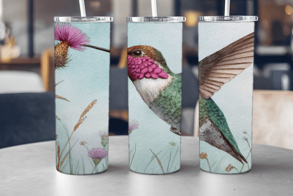 Floral Hummingbird Tumbler Wrap: Graphics and Branding