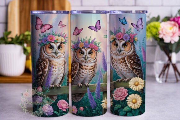 Floral Owl Friends 20oz Tumbler Wrap