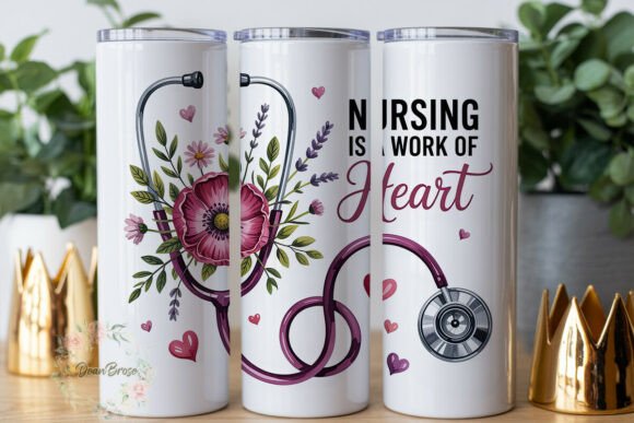 Floral Stethoscope Nurse Tumbler Wraps and Graphics