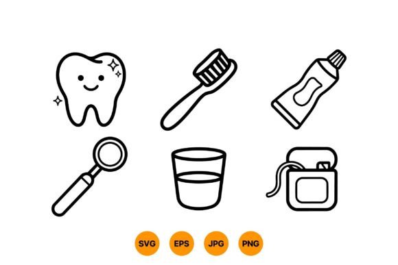 Kid Friendly Dental Icons SVG for Graphics and Illustrations