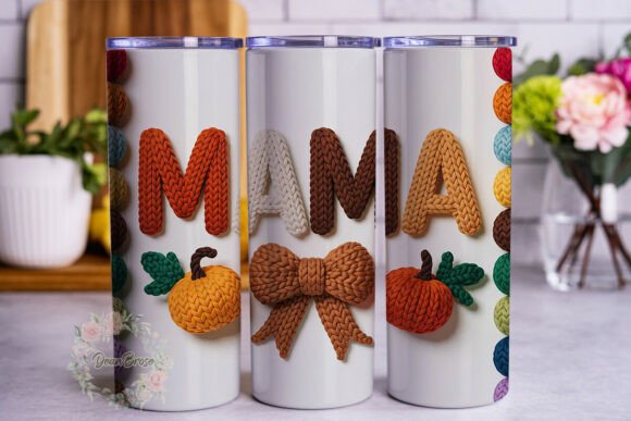 Knit Mama Pumpkin Tumbler Wrap Graphics