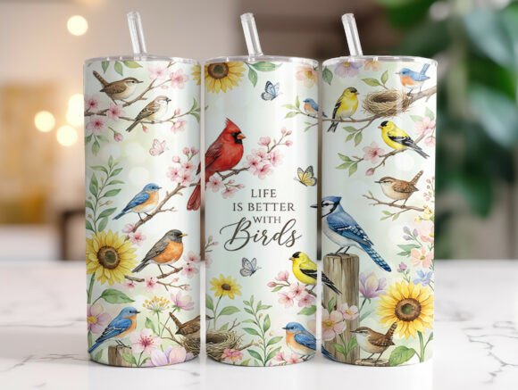 Life is Better with Birds Tumbler Wrap Graphics