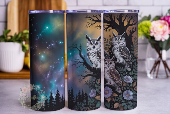 Mystical Forest Owl 20oz Tumbler Wrap Graphics