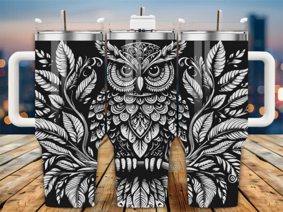 Ornate Zentangle Owl 40oz Tumbler: Graphics for Crafts