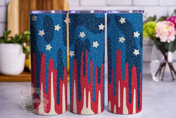 Patriotic Glitter Drip 20oz Tumbler Wraps Graphics