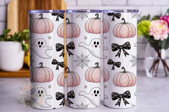 Pink Halloween Ghost Pumpkin Tumbler Graphics