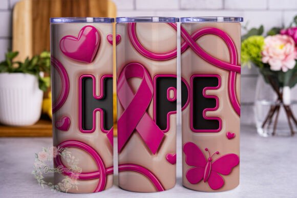 Pink Hope Ribbons 20oz Tumbler Wrap Graphics