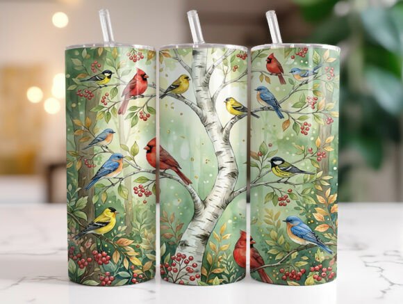 Spring Birds 20oz Tumbler Sublimation Graphics