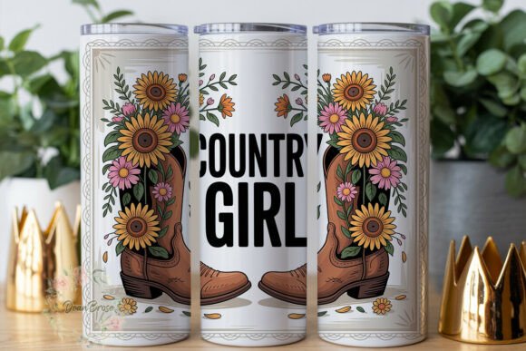 Sunflower Cowgirl Boots 20oz Tumbler