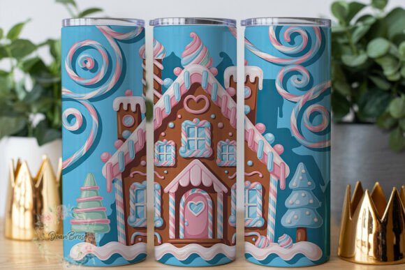 Sweet Gingerbread House Tumbler Graphics for Wraps