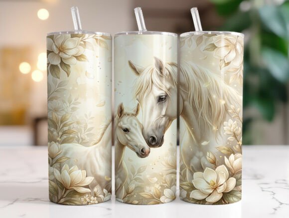 White Mama Horse Floral Tumbler Wraps Graphics Review