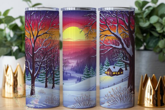 Winter Cabin Sunset 20oz Tumbler Wrap: A Designer's Review